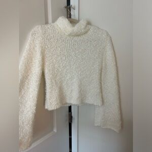 Cream cowl neck bell sleeve sweater